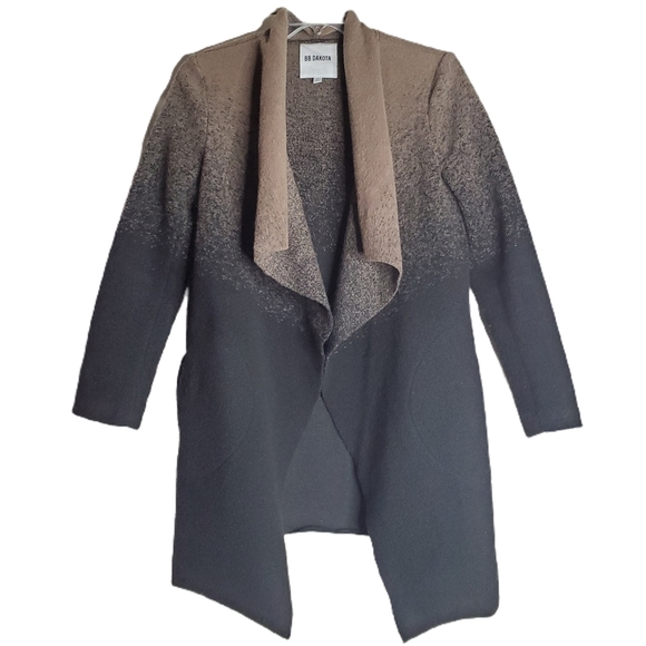 BB Dakota Jackets & Blazers - BB Dakota Black and Brown Ombre Open Front Coatigan